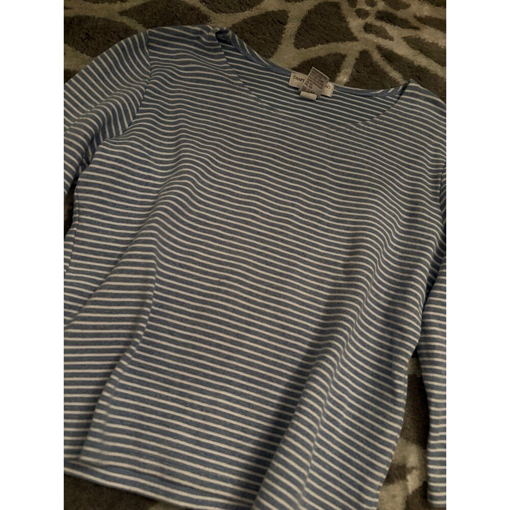 Blue and White Striped Draper’s and Damon’s Petites Blouse